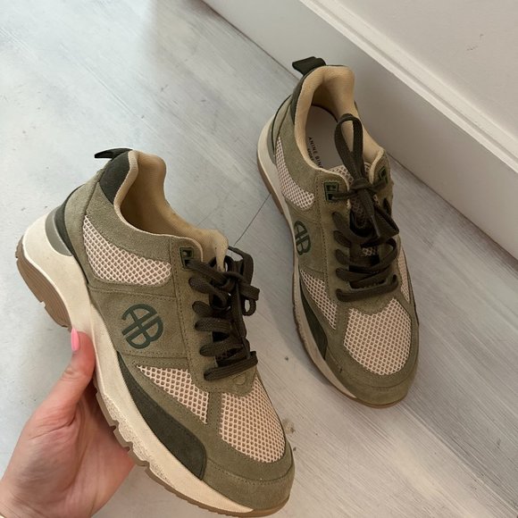 Anine Bing Olive and Beige Sneakers - Picture 3 of 12